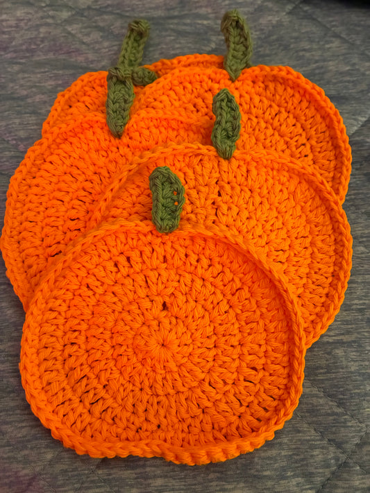 Handmade Pumpkin Coasters Set of 5